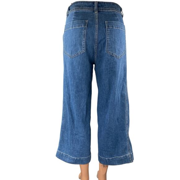 Gap Women's Blue High Waisted Cropped Wide Leg Baggy Palazzo Denim Jeans Size 27 - Picture 3 of 5